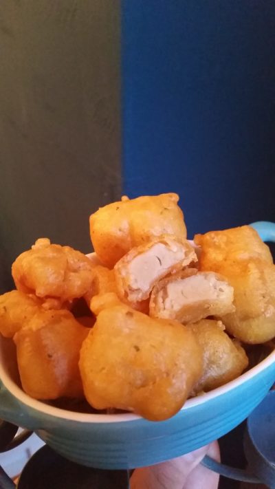 Vegan beer battered chicken balls