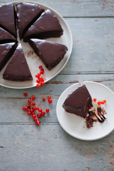 A slice of vegan chocolate tart