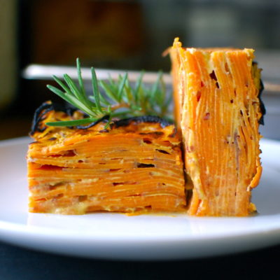 Vegan Miso Sweet Potato Pie with a Crispy Onion Crust