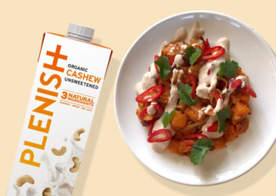 Sweet potato has with cashew cheese