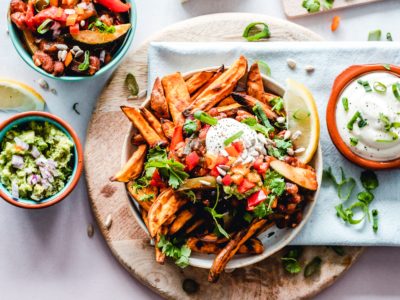 Top view of vegan food