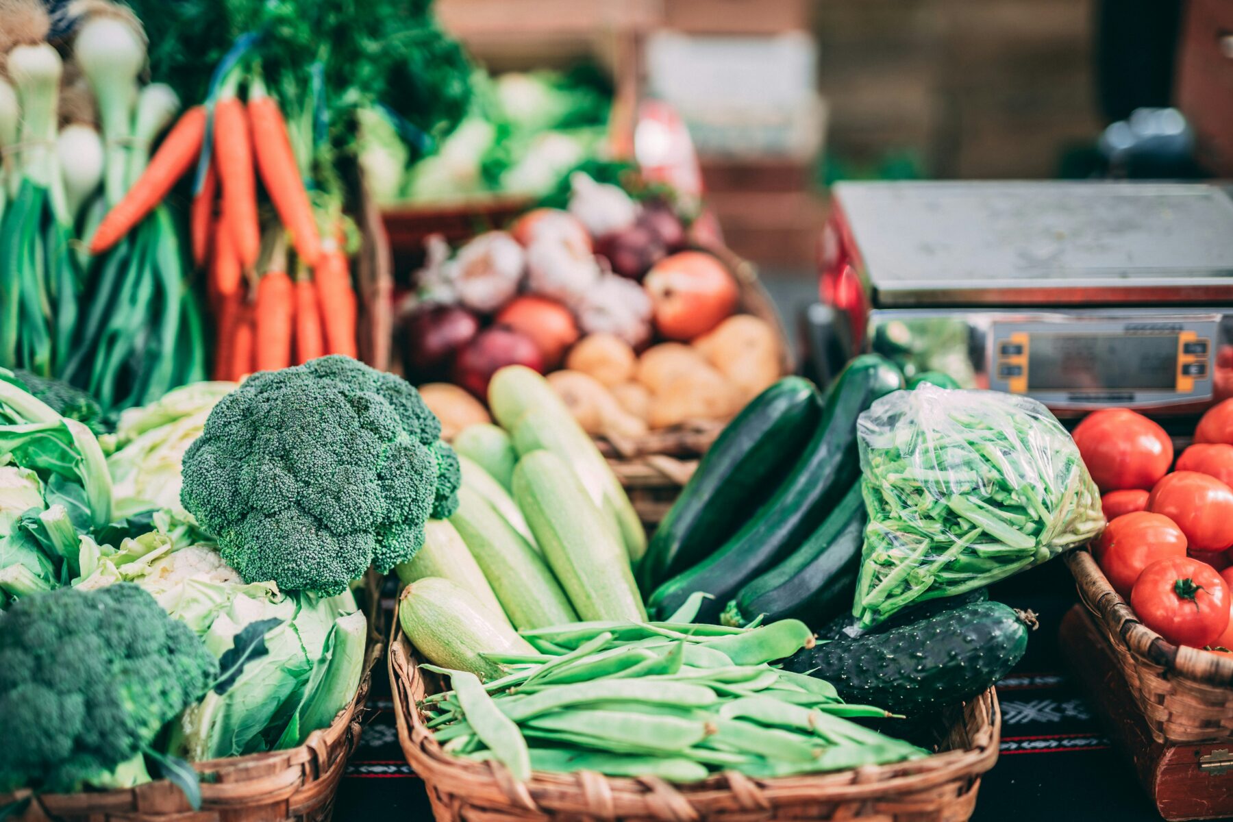 Various veggies in a box