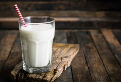 A glass of fresh cow's milk